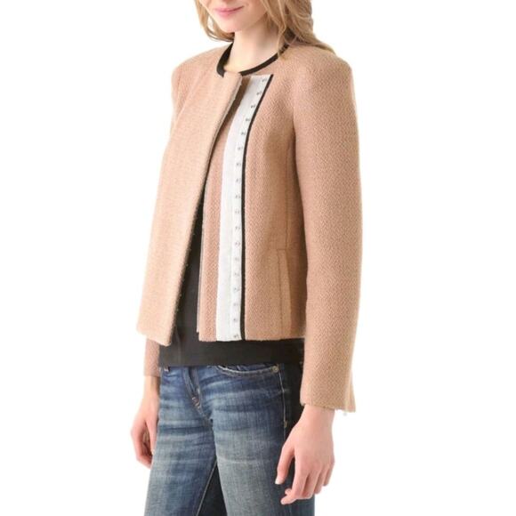 Diane von Furstenberg Emily Dusty Rose Wool Pulled Tweed Jacket SZ 8 $398 - Picture 1 of 14